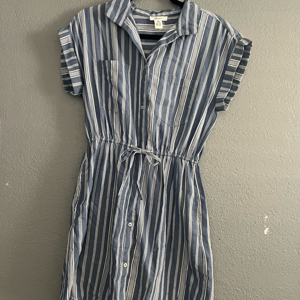Marshalls Blue and White Striped Midi Dress